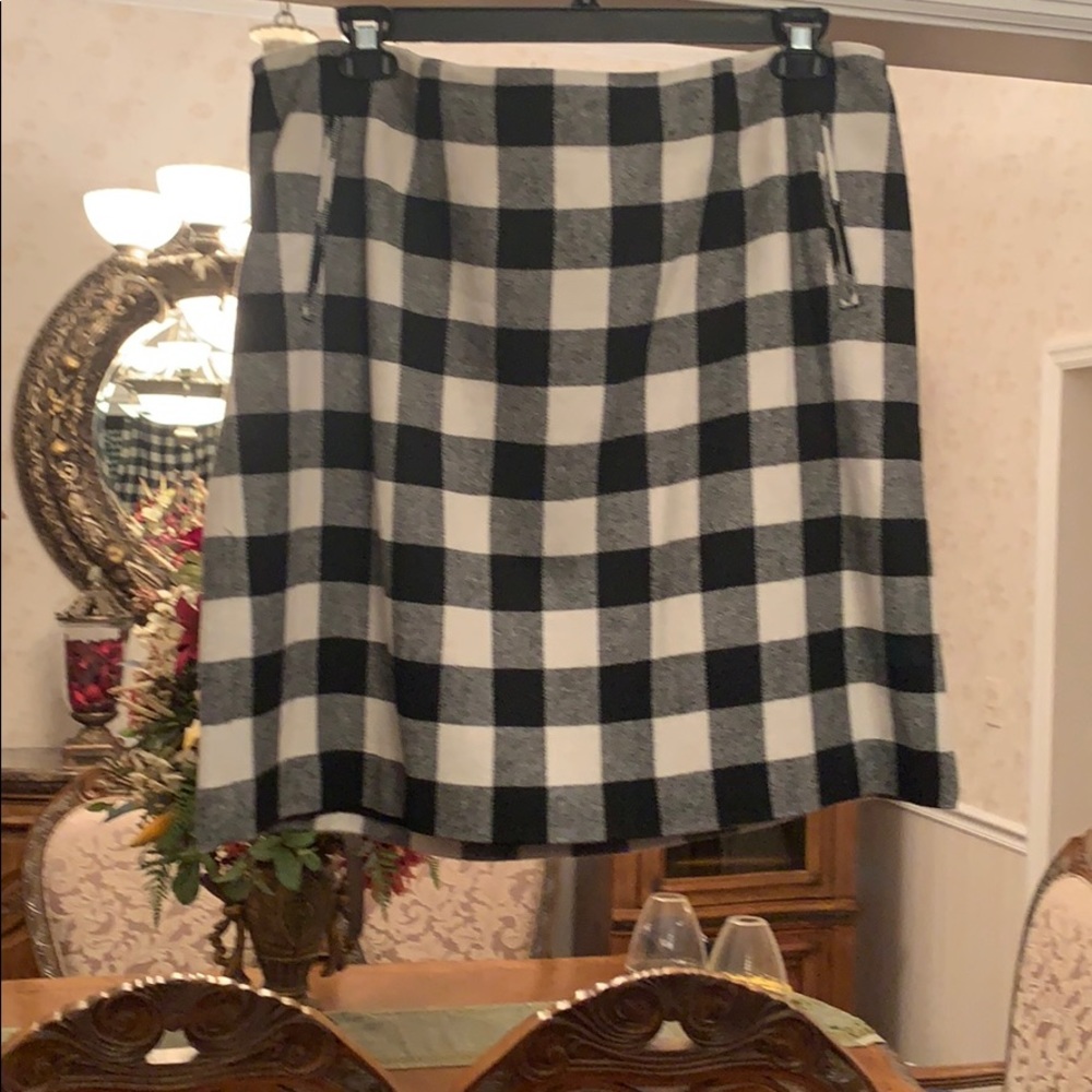 Talbots Black and White Checkered Midi Skirt
